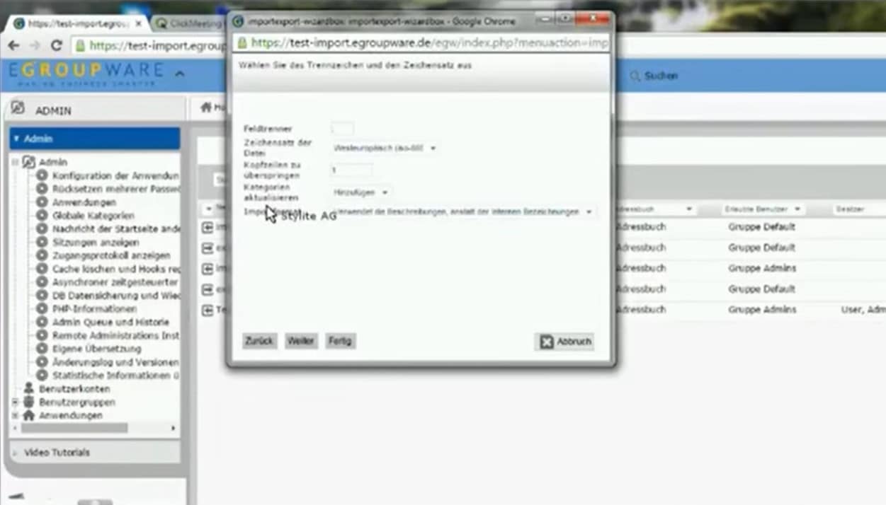 Importazione di dati EGroupware