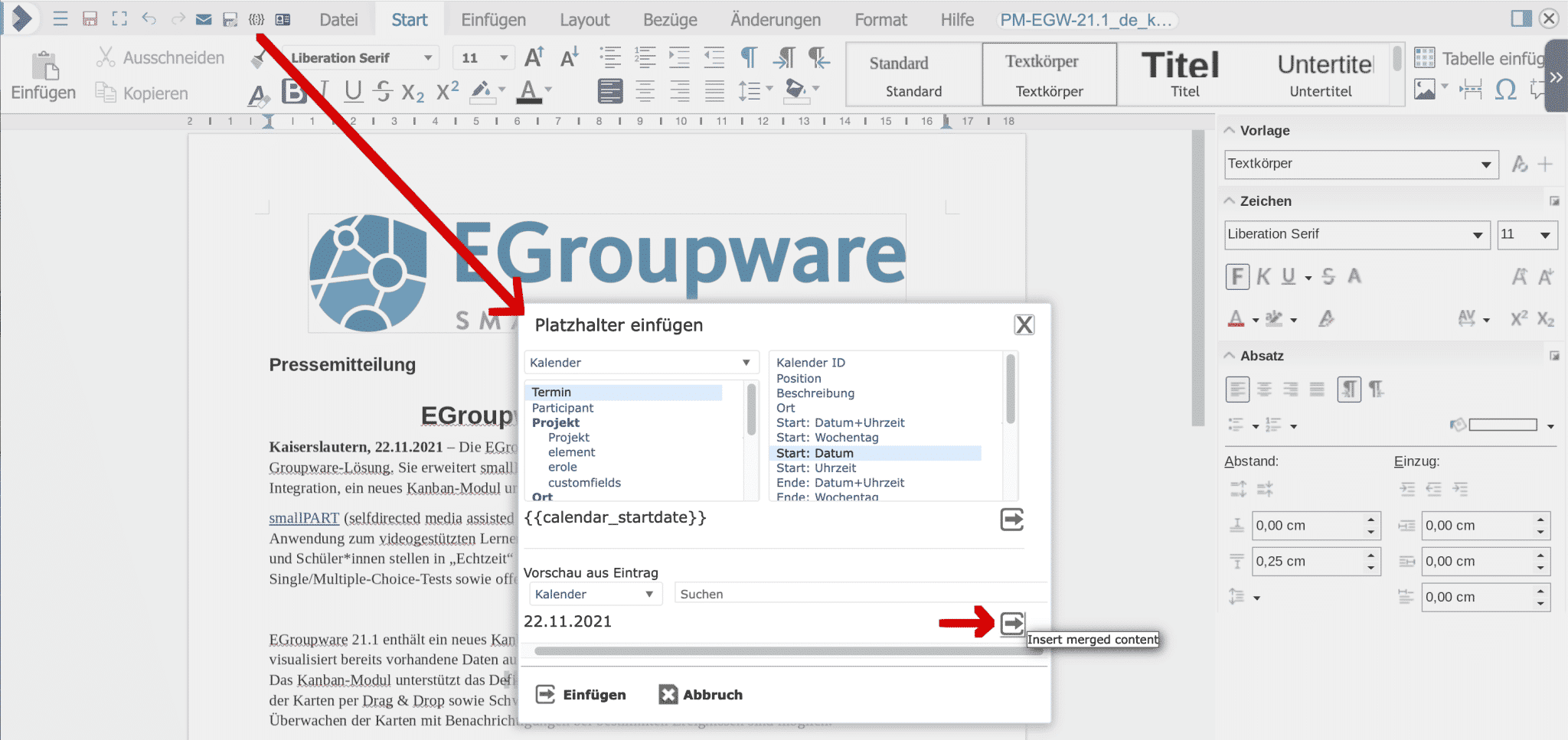 Platzhalter und automatische Erzeugung von PDF/PNG in 21.1